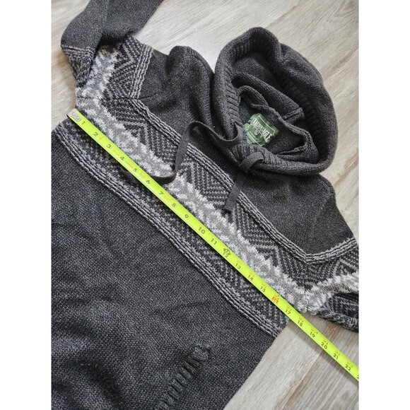 American Eagle Midweight Knit Sweater Hoodie Gray Stripe Pocket Mens Sz S EUC - Picture 6 of 8